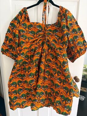 NWT Handmade Nigerian Elisamama Ara Mini Dress 100% Cotton with Pockets